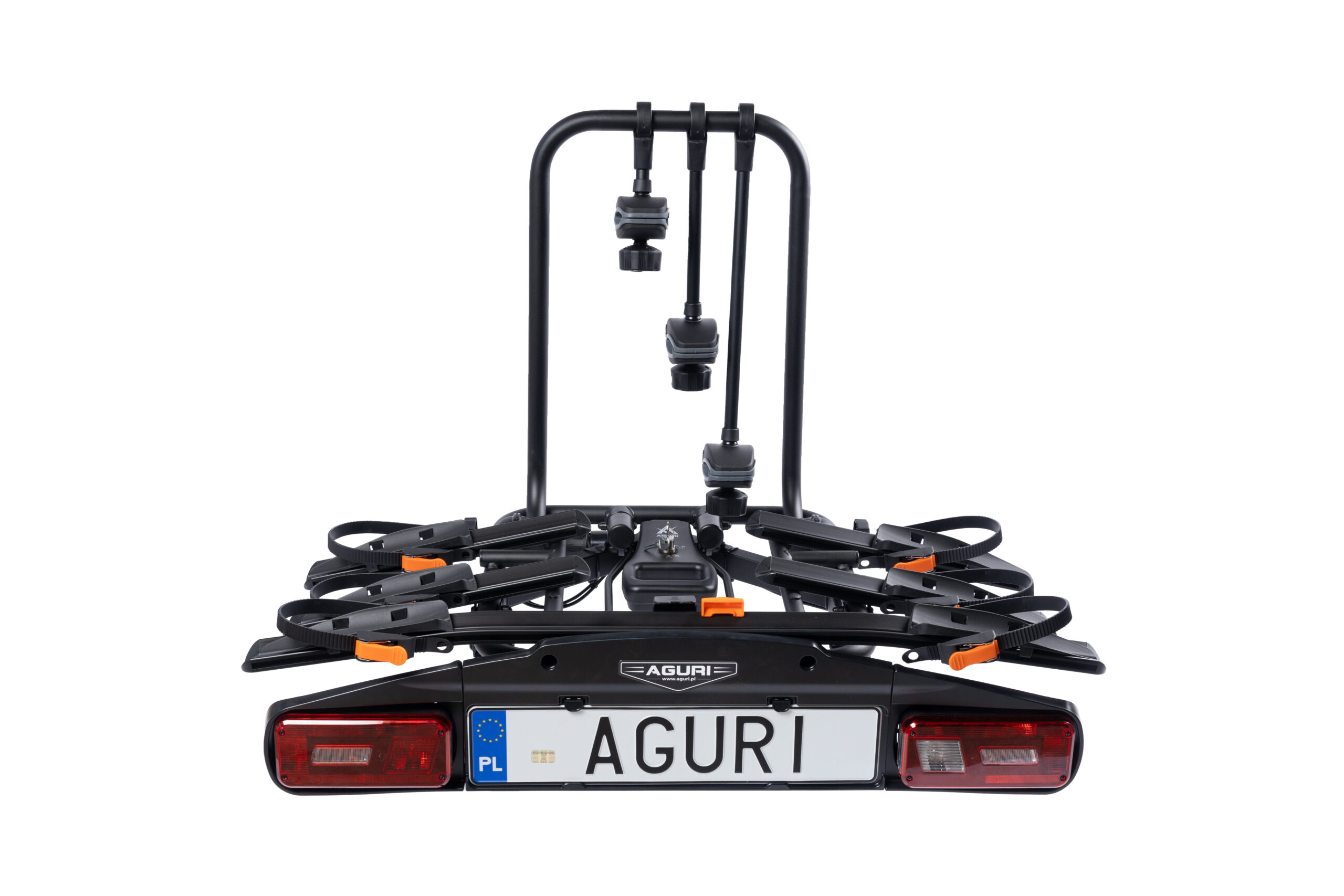 Czarny bagażnik rowerowy na hak Aguri Active Bike Pro 3 Black – Platforma na 3 rowery